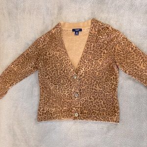Chaps Cheetah print Small 100% cotton Sweater thin